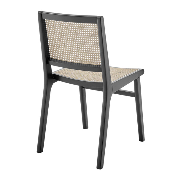 Joelle Solid Beech Wood Dining Chair with Woven Cane Seat for Eclectic Spaces