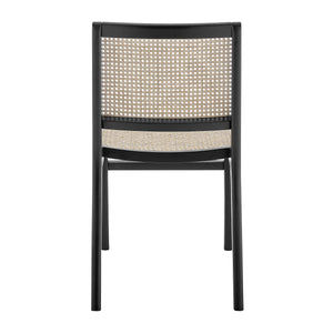 Joelle Solid Beech Wood Dining Chair with Woven Cane Seat for Eclectic Spaces