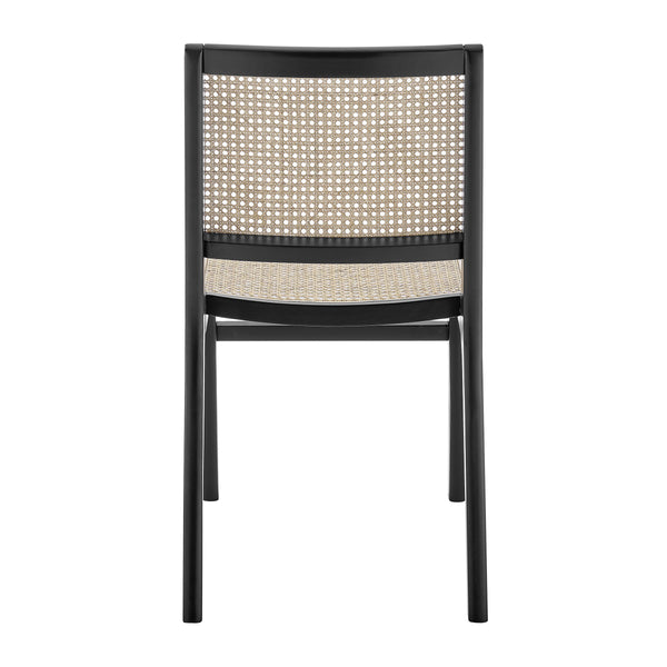 Joelle Solid Beech Wood Dining Chair with Woven Cane Seat for Eclectic Spaces