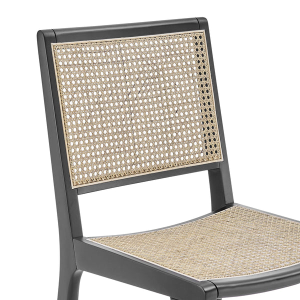 Joelle Solid Beech Wood Dining Chair with Woven Cane Seat for Eclectic Spaces