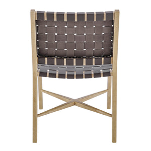 Evangeline Minimalist Dining Side Chair Beech Frame Woven Pu Leather Seat