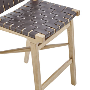 Evangeline Minimalist Counter Stool Beech Wood Frame Woven Pu Seat Kitchen Bar