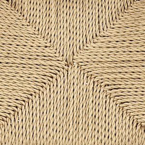 Evelina Outdoor Bar Stool Rattan Rope Woven Seat Solid Wood Frame Mid-century Style