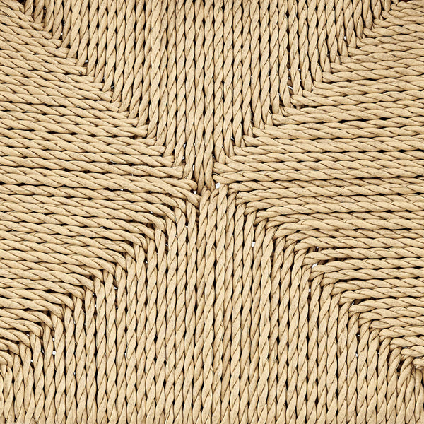 Evelina Outdoor Bar Stool Rattan Rope Woven Seat Solid Wood Frame Mid-century Style