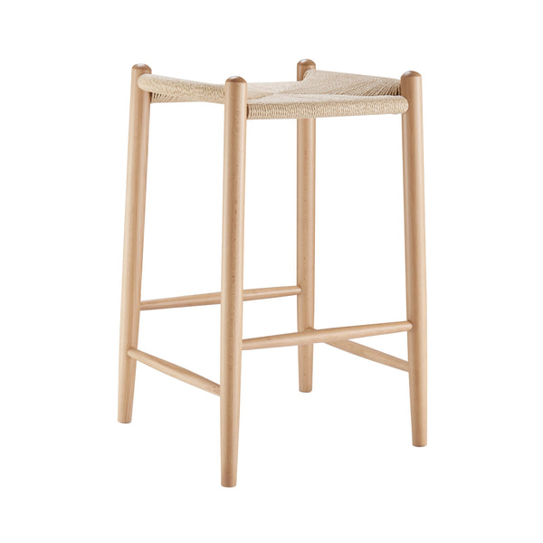 Evelina Backless Counter Stool Solid Wood Frame Rush Seat Artisan Crafted Elegance
