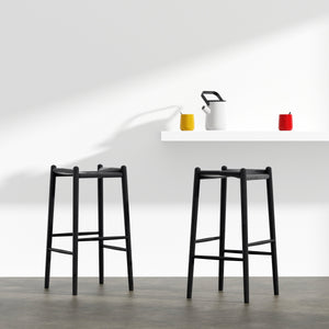 Evelina Backless Bar Stool Solid Wood Rush Seat Traditional Craftsmanship Elegant Design