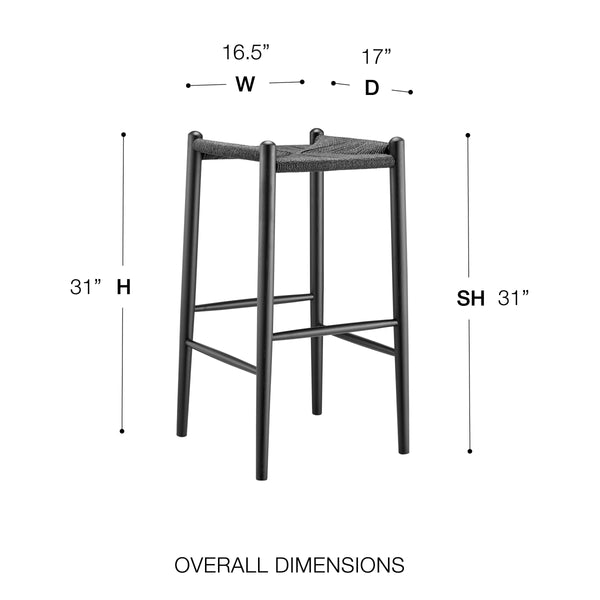 Evelina Backless Bar Stool Solid Wood Rush Seat Traditional Craftsmanship Elegant Design