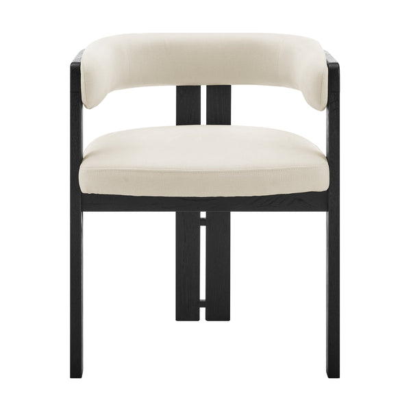 EE Test Vendor Blixa Fsc Certified Solid Oak Accent Armchair with Upholstered Seat for Modern Living Spaces Black/Beige EETEST-39244-BLK
