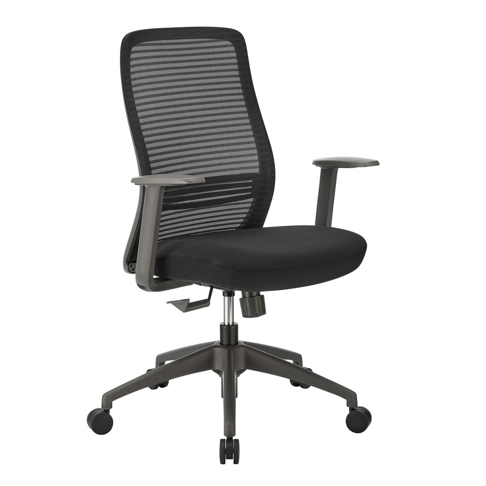 EE Test Vendor Kasper Midback Office Chair Breathable Mesh Back Molded Foam Seat Ergonomic Nylon Frame Black EETEST-72001-BLK