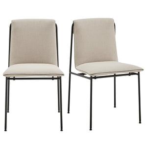 Ludvig Ergonomic Upholstered Side Chair Set of 2 with Metal Base for Modern Dining Spaces