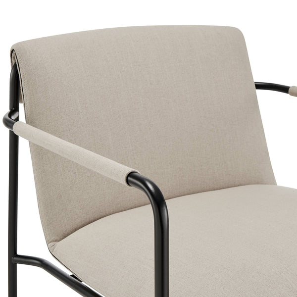 Ludvig Lounge Chair Powder Coated Steel Frame Fabric Seat for Modern Living Room Reading