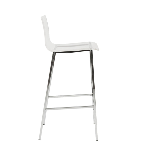 Chloe Acrylic Barstools with Chrome Legs Set of 2 Clear One-piece Modern Seating