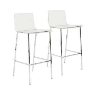 Chloe Acrylic Barstools with Chrome Legs Set of 2 Clear One-piece Modern Seating