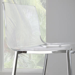 Chloe Acrylic Barstools with Chrome Legs Set of 2 Clear One-piece Modern Seating