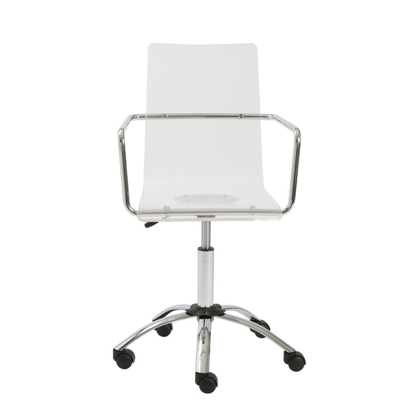 EE Test Vendor Chloe Acrylic Office Chair with One-piece Transparent Seat and Polished Chrome Base EETEST-80943CLR