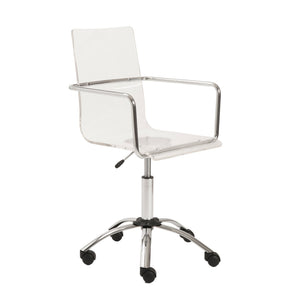 Chloe Acrylic Office Chair with One-piece Transparent Seat and Polished Chrome Base