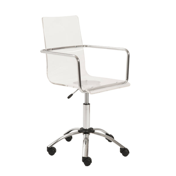 Chloe Acrylic Office Chair with One-piece Transparent Seat and Polished Chrome Base