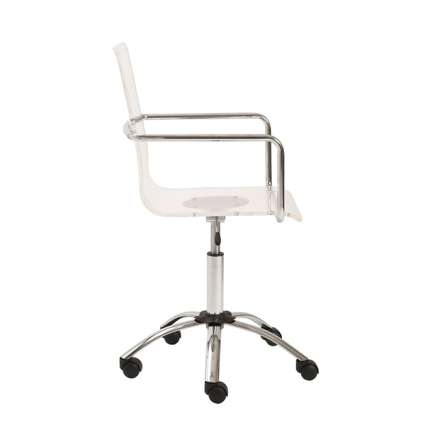 Chloe Acrylic Office Chair with One-piece Transparent Seat and Polished Chrome Base