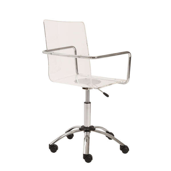 Chloe Acrylic Office Chair with One-piece Transparent Seat and Polished Chrome Base