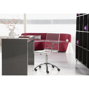 Chloe Acrylic Office Chair with One-piece Transparent Seat and Polished Chrome Base