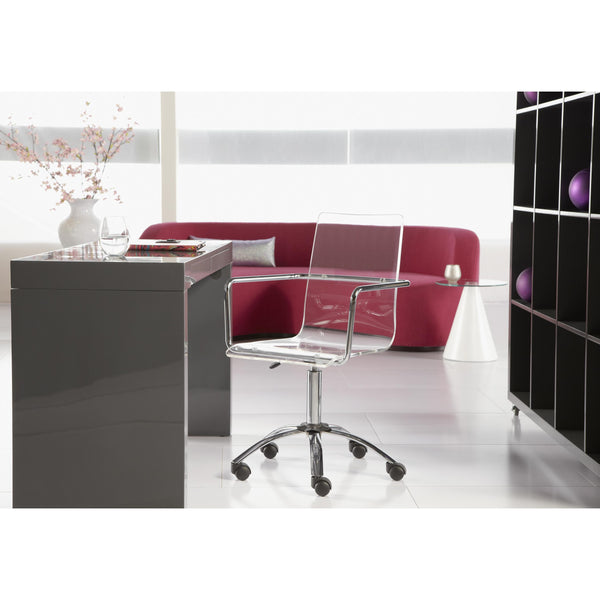 Chloe Acrylic Office Chair with One-piece Transparent Seat and Polished Chrome Base