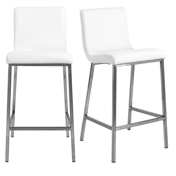 Scott Leatherette Counter Stool with Brushed Steel Frame for Stylish Modern Dining Spaces