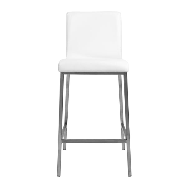 Scott Leatherette Counter Stool with Brushed Steel Frame for Stylish Modern Dining Spaces