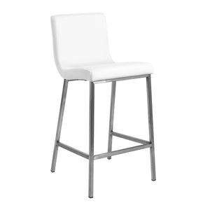 Scott Leatherette Counter Stool with Brushed Steel Frame for Stylish Modern Dining Spaces