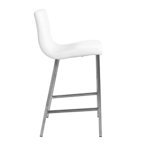 Scott Leatherette Counter Stool with Brushed Steel Frame for Stylish Modern Dining Spaces