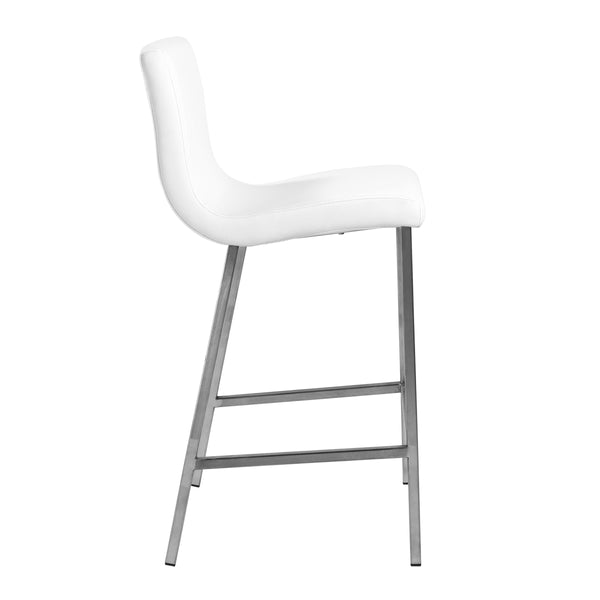 Scott Leatherette Counter Stool with Brushed Steel Frame for Stylish Modern Dining Spaces