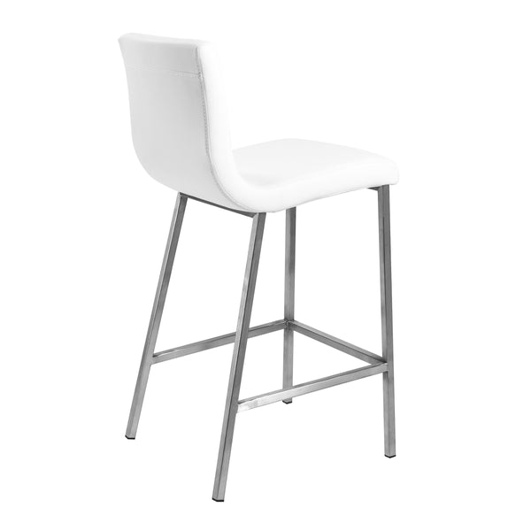 Scott Leatherette Counter Stool with Brushed Steel Frame for Stylish Modern Dining Spaces