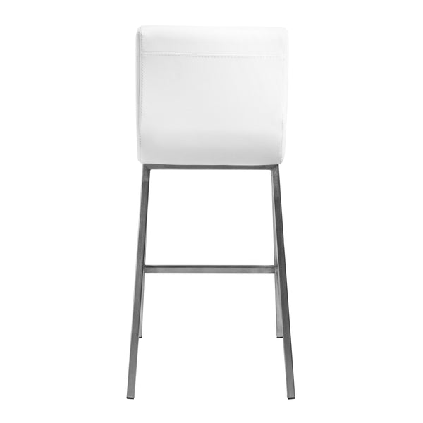 Scott Leatherette Counter Stool with Brushed Steel Frame for Stylish Modern Dining Spaces