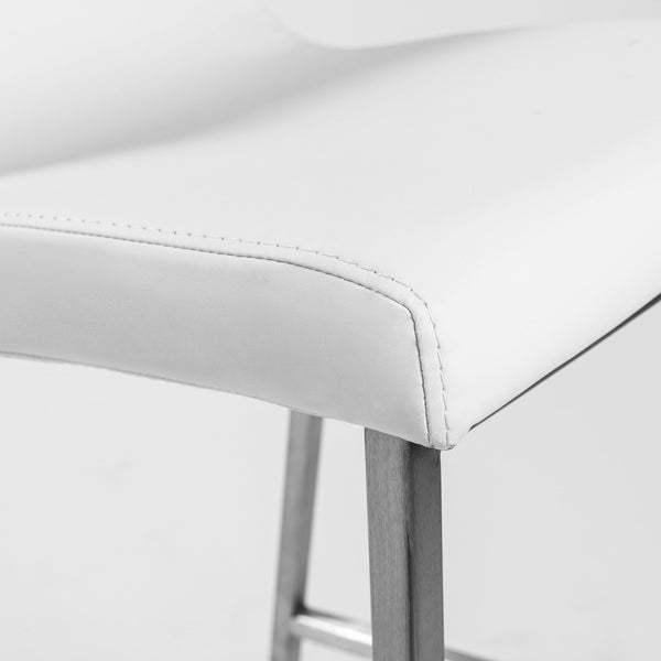 Scott Leatherette Counter Stool with Brushed Steel Frame for Stylish Modern Dining Spaces