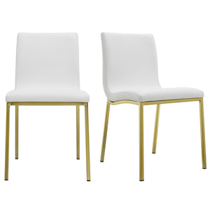 EE Test Vendor Scott Contemporary Dining Side Chair with Steel Base for Modern Home Room Seating White/Matte Brushed Gold EETEST-80960WHTMBG