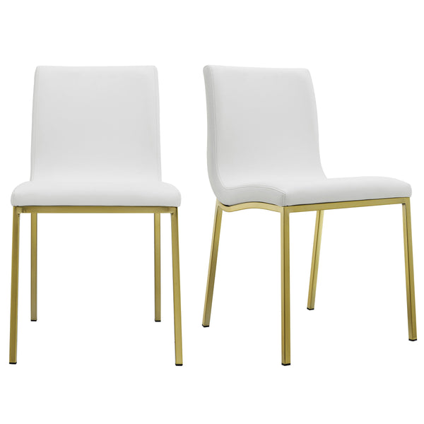 EE Test Vendor Scott Contemporary Dining Side Chair with Steel Base for Modern Home Room Seating White/Matte Brushed Gold EETEST-80960WHTMBG