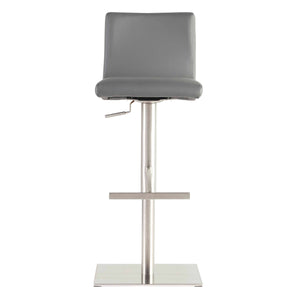 EE Test Vendor Scott Adjustable Height Leatherette Barstool with Curved Seat and Brushed Steel Base Modern Style Gray EETEST-80974GRY