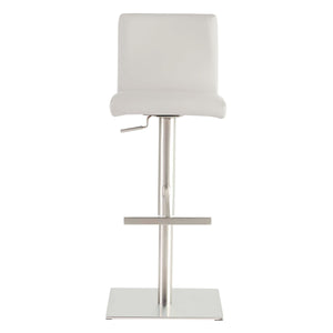 Scott Adjustable Height Leatherette Barstool with Curved Seat and Brushed Steel Base Modern Style