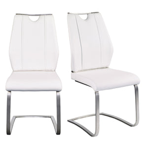 EE Test Vendor Lexington Leatherette Upholstered Dining Side Chairs with Steel Base Modern Seating Set of 2 White EETEST-81013WHT