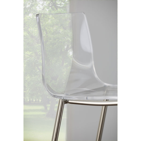 Cilla Acrylic Barstools with Brushed Nickel Legs Set of 2 for Modern Kitchen