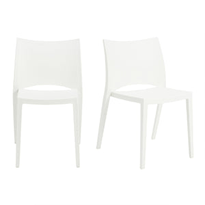 EE Test Vendor Leslie Polypropylene Stackable Patio Side Chair Set Durable All Weather Seating EETEST-90034WHT-MP2