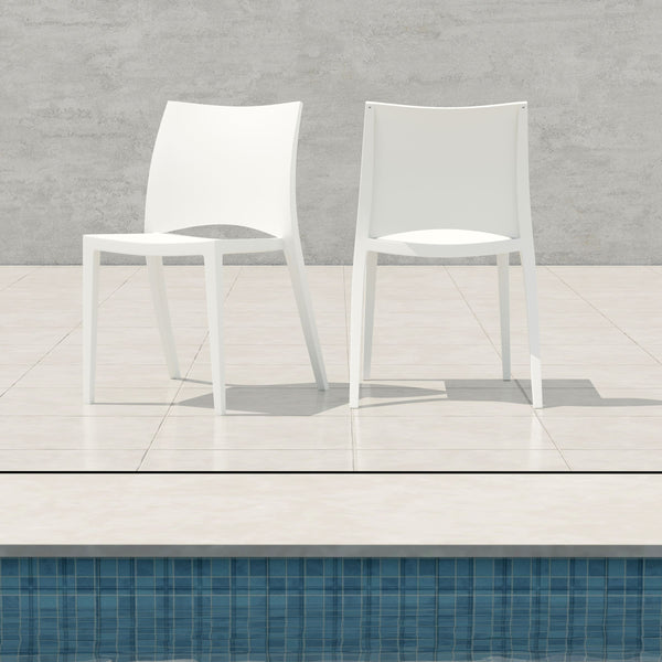Leslie Polypropylene Stackable Patio Side Chair Set Durable All Weather Seating