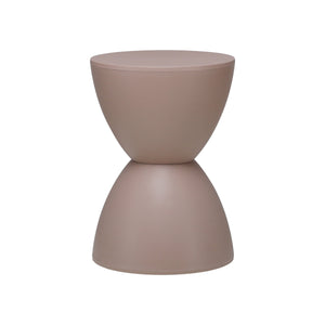 EE Test Vendor Sallie Outdoor Hourglass Plastic Stool Versatile All Weather Accent Seating for Patio or Indoors Taupe EETEST-90101TPE