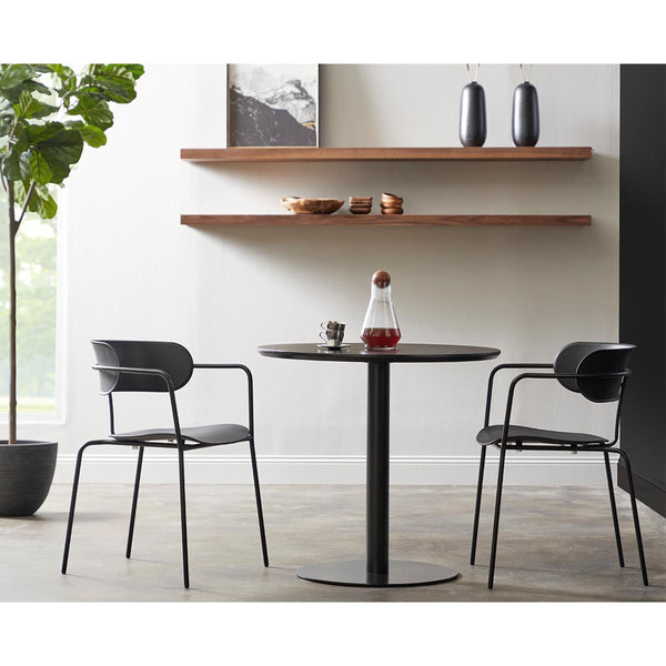 Paras Round Bistro Dining Table Steel Base Melamine Top Modern Kitchen and Decor
