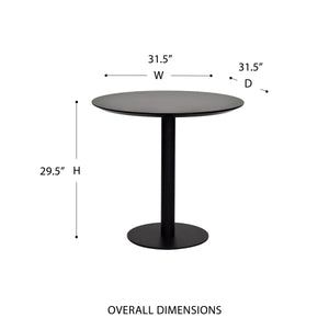 Paras Round Bistro Dining Table Steel Base Melamine Top Modern Kitchen and Decor
