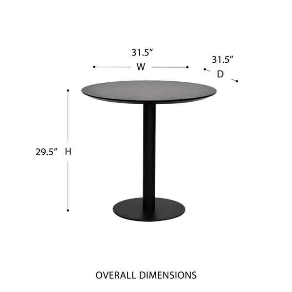 Paras Round Bistro Dining Table Steel Base Melamine Top Modern Kitchen and Decor