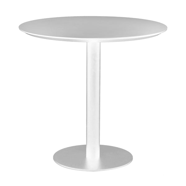 EE Test Vendor Paras Round Bistro Dining Table Steel Base Melamine Top Modern Kitchen and Decor White EETEST-90134-WHT
