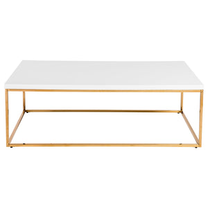 EE Test Vendor Teresa Rectangular Coffee Table with Glam Stainless Steel Base for Modern Living Rooms White/High Gloss Gold EETEST-90177WHT