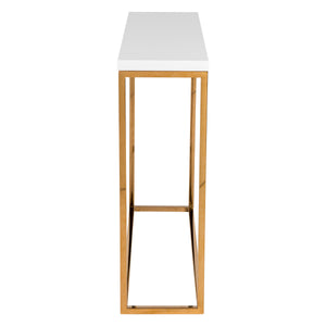 Teresa Lacquered Console Table with Sleek Metal Base for Glam Modern Entryway or Living Room