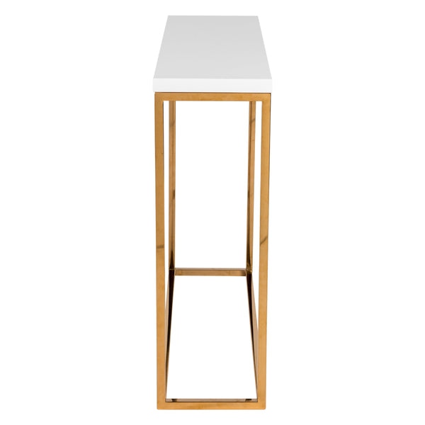 Teresa Lacquered Console Table with Sleek Metal Base for Glam Modern Entryway or Living Room