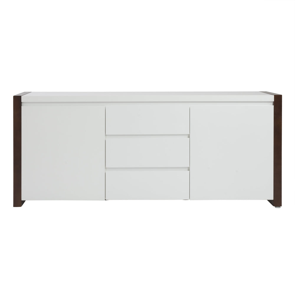 EE Test Vendor Manon Contemporary Sideboard with Matte Finish and Dark Walnut Trim for Modern Living EETEST-90193WHT-KIT